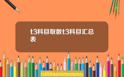 t3科目取数t3科目汇总表