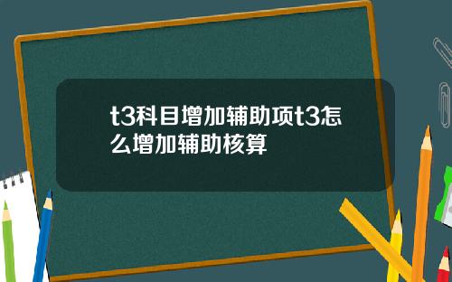 t3科目增加辅助项t3怎么增加辅助核算