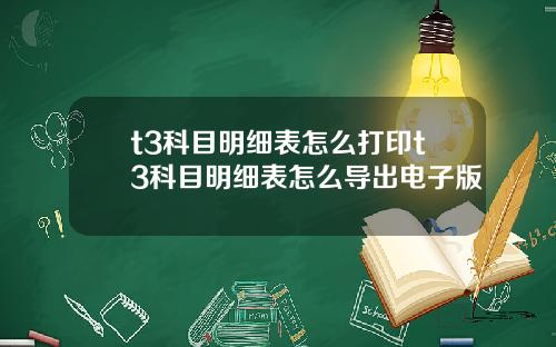 t3科目明细表怎么打印t3科目明细表怎么导出电子版