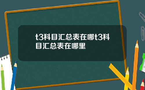 t3科目汇总表在哪t3科目汇总表在哪里