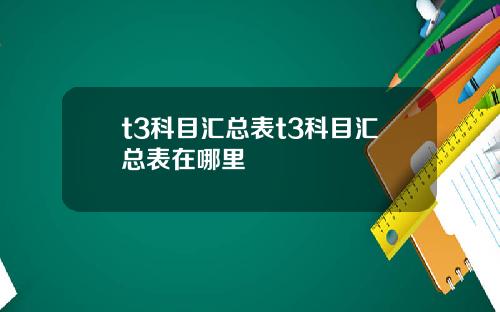 t3科目汇总表t3科目汇总表在哪里
