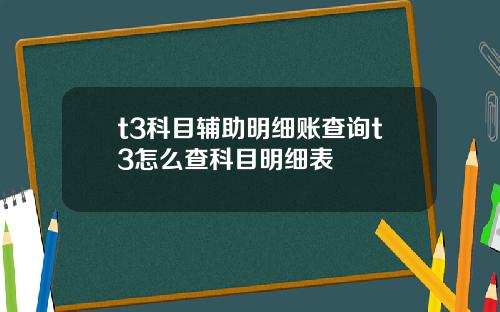 t3科目辅助明细账查询t3怎么查科目明细表