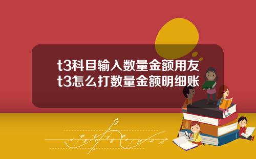 t3科目输入数量金额用友t3怎么打数量金额明细账