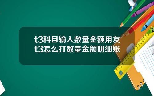 t3科目输入数量金额用友t3怎么打数量金额明细账