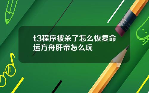 t3程序被杀了怎么恢复命运方舟肝帝怎么玩