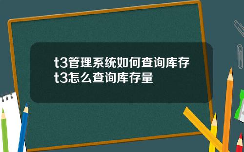 t3管理系统如何查询库存t3怎么查询库存量