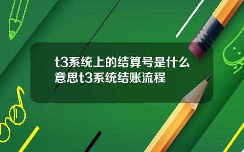 t3系统上的结算号是什么意思t3系统结账流程