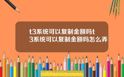 t3系统可以复制金额吗t3系统可以复制金额吗怎么弄