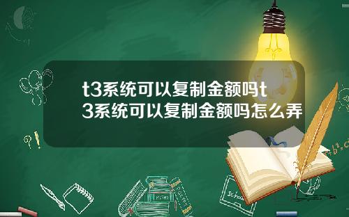 t3系统可以复制金额吗t3系统可以复制金额吗怎么弄