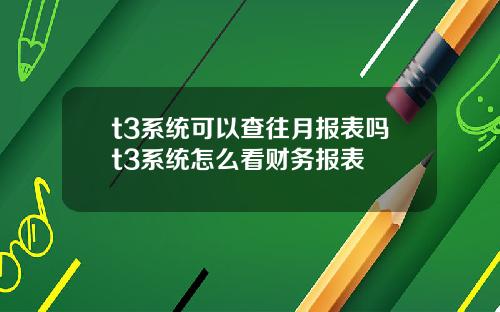 t3系统可以查往月报表吗t3系统怎么看财务报表