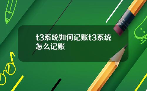 t3系统如何记账t3系统怎么记账