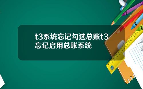 t3系统忘记勾选总账t3忘记启用总账系统
