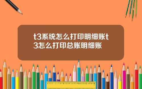 t3系统怎么打印明细账t3怎么打印总账明细账