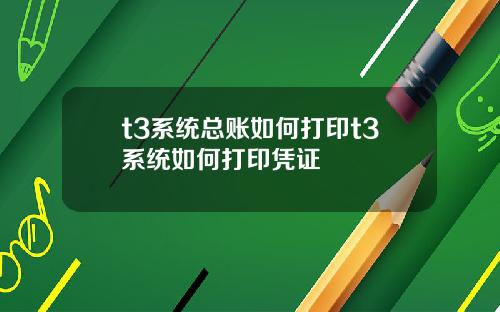t3系统总账如何打印t3系统如何打印凭证