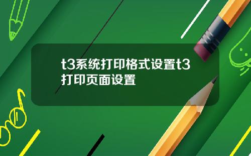 t3系统打印格式设置t3打印页面设置