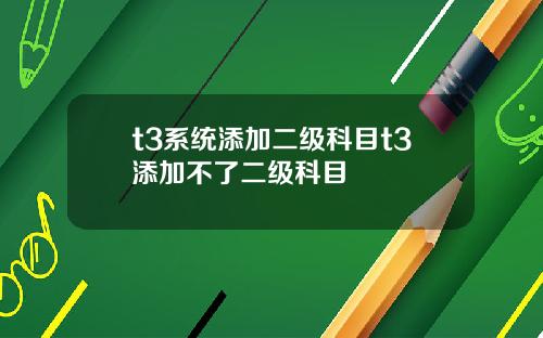t3系统添加二级科目t3添加不了二级科目