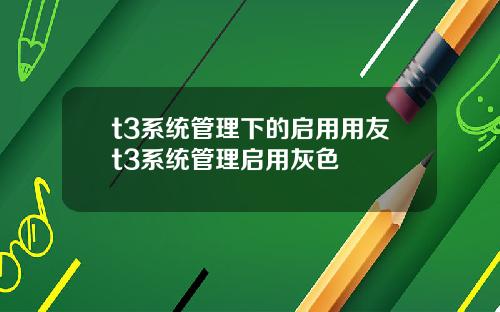 t3系统管理下的启用用友t3系统管理启用灰色