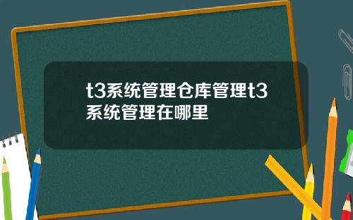 t3系统管理仓库管理t3系统管理在哪里