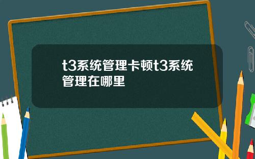 t3系统管理卡顿t3系统管理在哪里