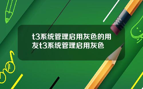 t3系统管理启用灰色的用友t3系统管理启用灰色