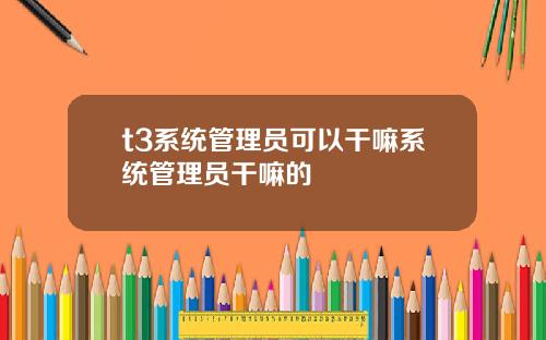 t3系统管理员可以干嘛系统管理员干嘛的