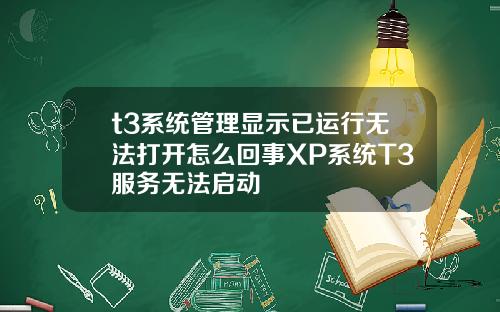t3系统管理显示已运行无法打开怎么回事XP系统T3服务无法启动