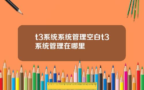 t3系统系统管理空白t3系统管理在哪里