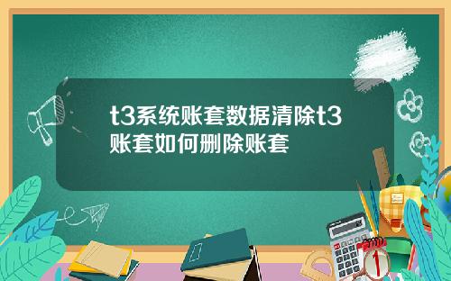 t3系统账套数据清除t3账套如何删除账套