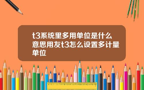 t3系统里多用单位是什么意思用友t3怎么设置多计量单位