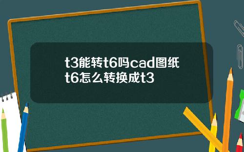 t3能转t6吗cad图纸t6怎么转换成t3