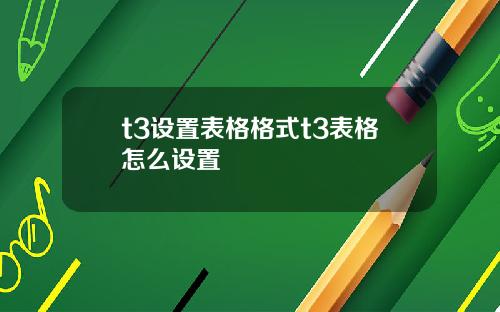 t3设置表格格式t3表格怎么设置
