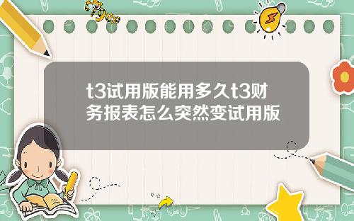 t3试用版能用多久t3财务报表怎么突然变试用版