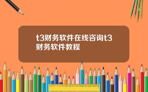 t3财务软件在线咨询t3财务软件教程