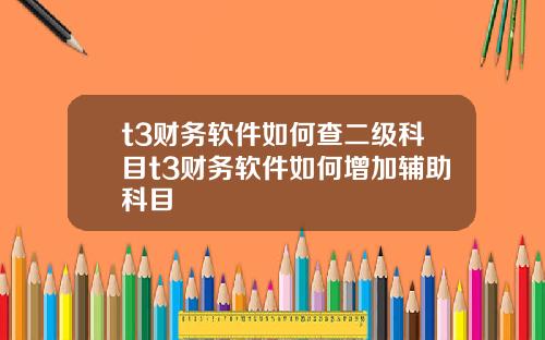 t3财务软件如何查二级科目t3财务软件如何增加辅助科目