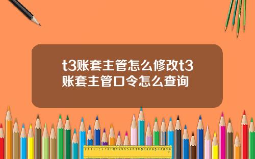 t3账套主管怎么修改t3账套主管口令怎么查询