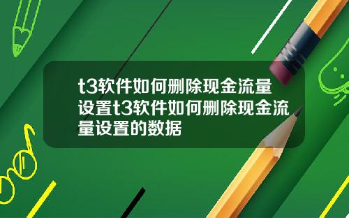 t3软件如何删除现金流量设置t3软件如何删除现金流量设置的数据