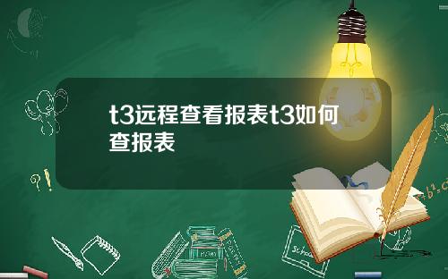 t3远程查看报表t3如何查报表