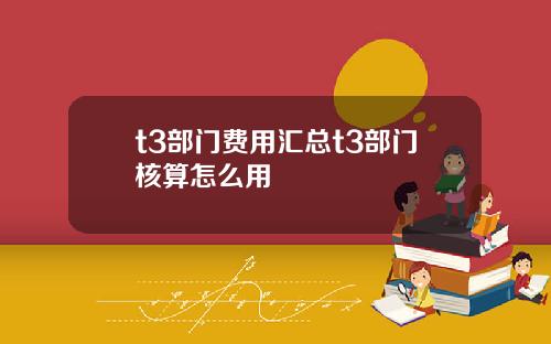 t3部门费用汇总t3部门核算怎么用