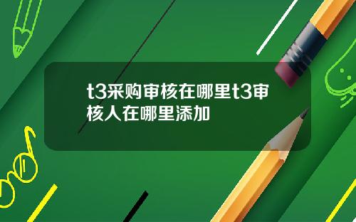 t3采购审核在哪里t3审核人在哪里添加