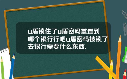 u盾锁住了u盾密码重置到哪个银行行吧u盾密码被锁了去银行需要什么东西.
