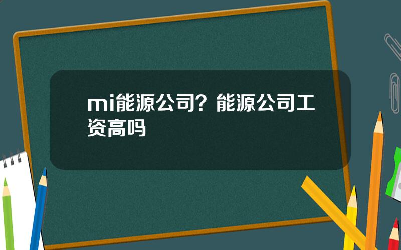 mi能源公司？能源公司工资高吗