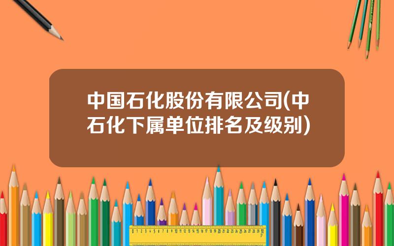 中国石化股份有限公司(中石化下属单位排名及级别)