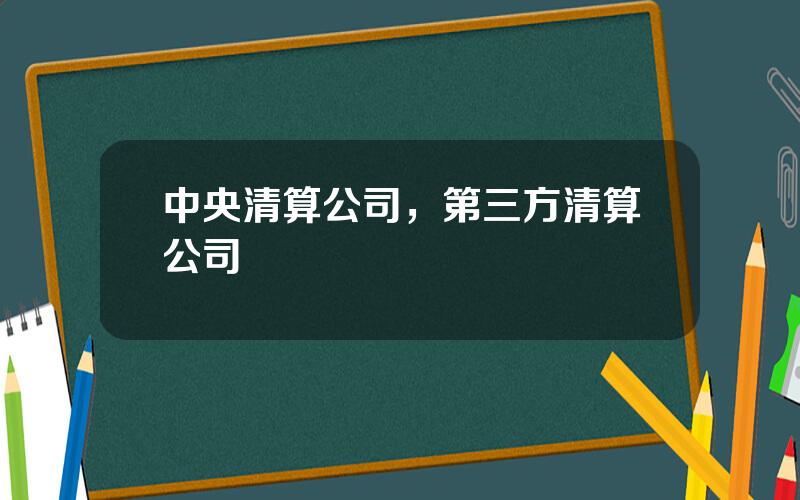 中央清算公司，第三方清算公司
