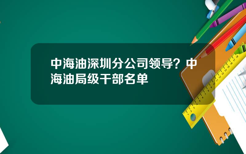 中海油深圳分公司领导？中海油局级干部名单