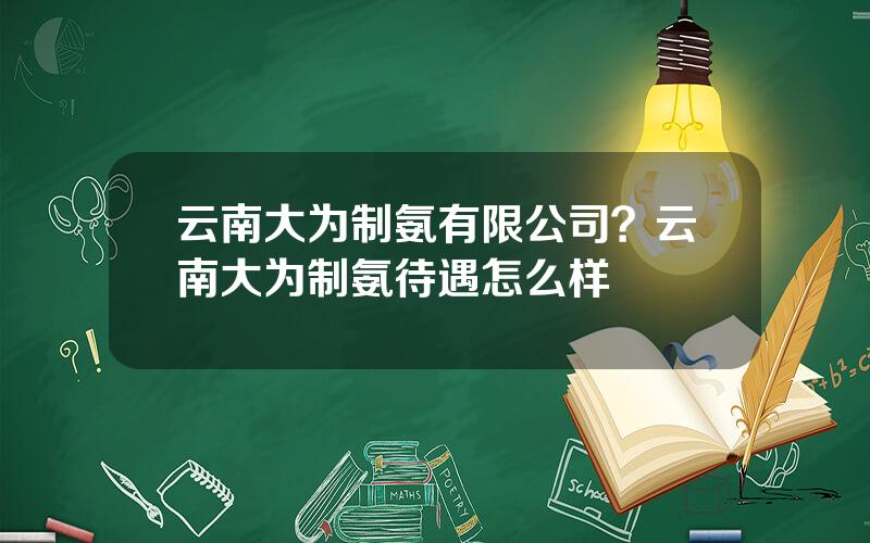 云南大为制氨有限公司？云南大为制氨待遇怎么样