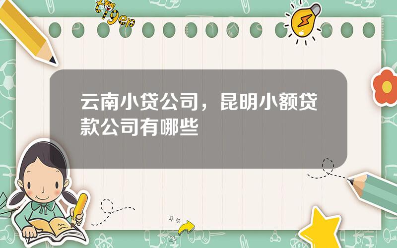 云南小贷公司，昆明小额贷款公司有哪些