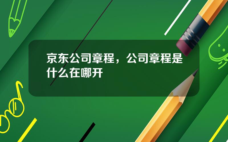 京东公司章程，公司章程是什么在哪开