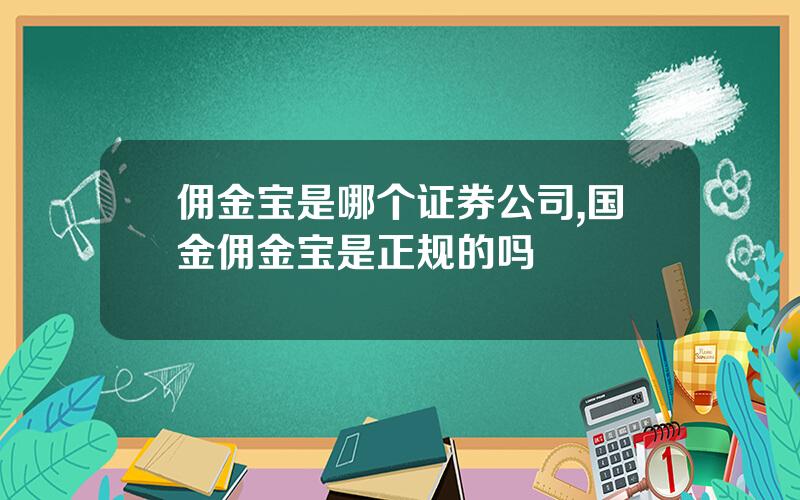 佣金宝是哪个证券公司,国金佣金宝是正规的吗