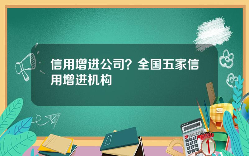信用增进公司？全国五家信用增进机构
