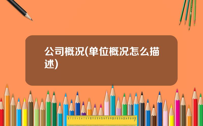 公司概况(单位概况怎么描述)